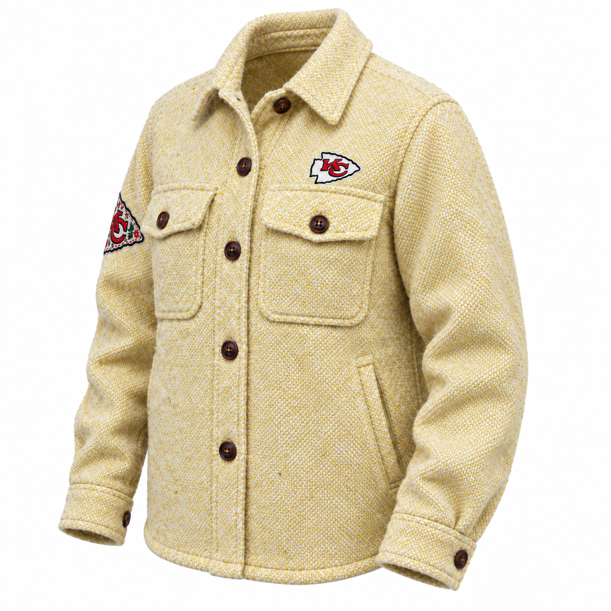 Pancho's Blanket × Kansas City Chiefs Sunwoven Gold Shaket — front view on white background