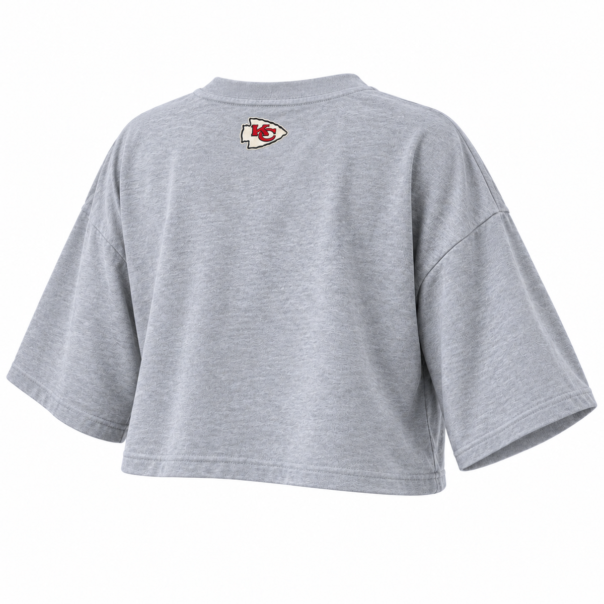 Pancho's Blanket × Kansas City Chiefs Floral Arrowhead Crop Top in gray — back view on white background
