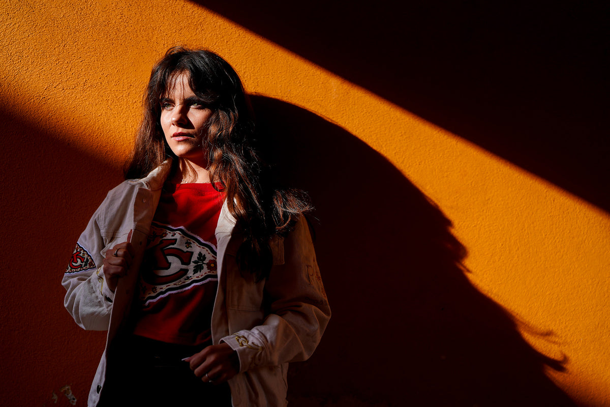 Pancho's Blanket × Kansas City Chiefs Floral Arrowhead Crop Top in red — photoshoot image 0447