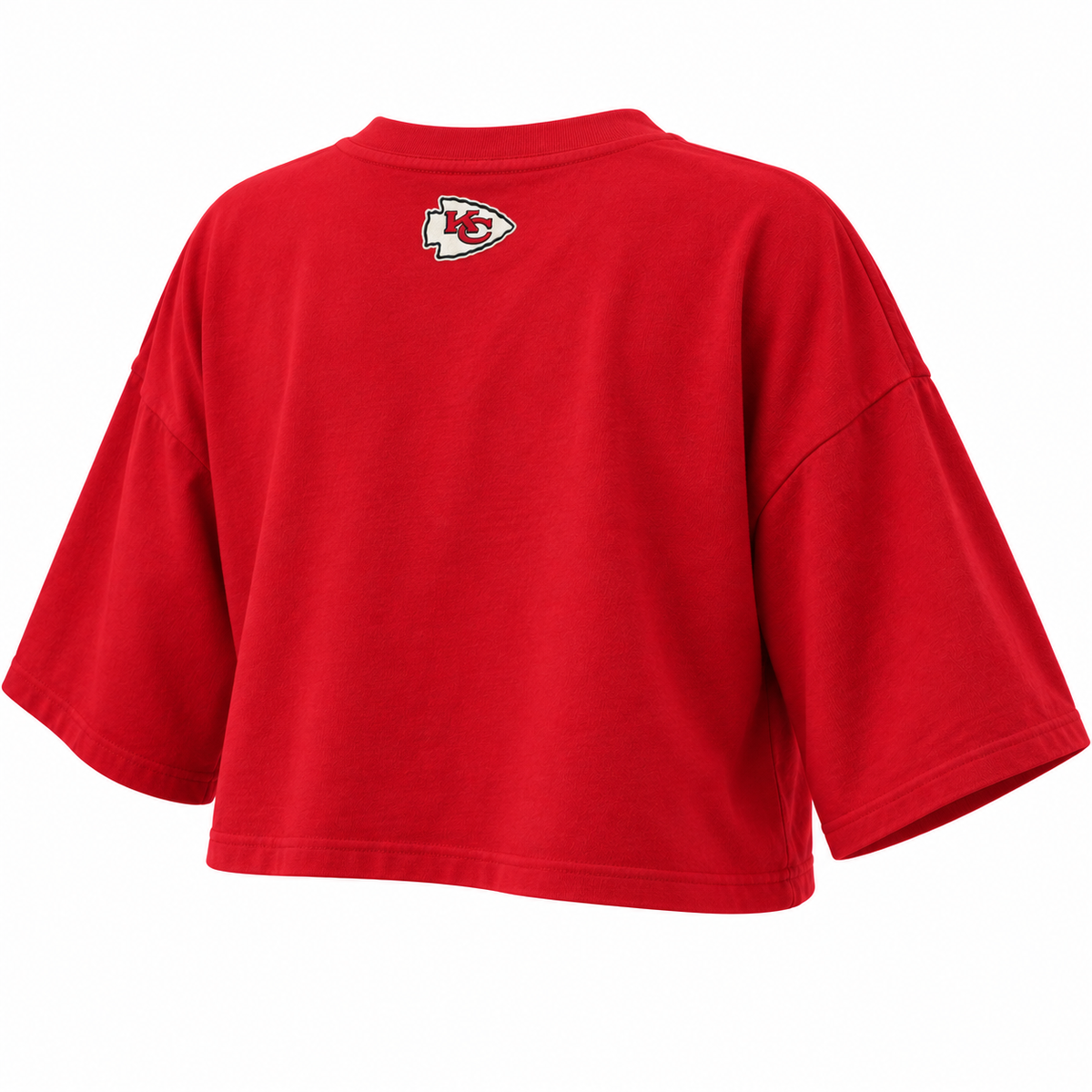 Pancho's Blanket × Kansas City Chiefs Floral Arrowhead Crop Top in red — back view on white background