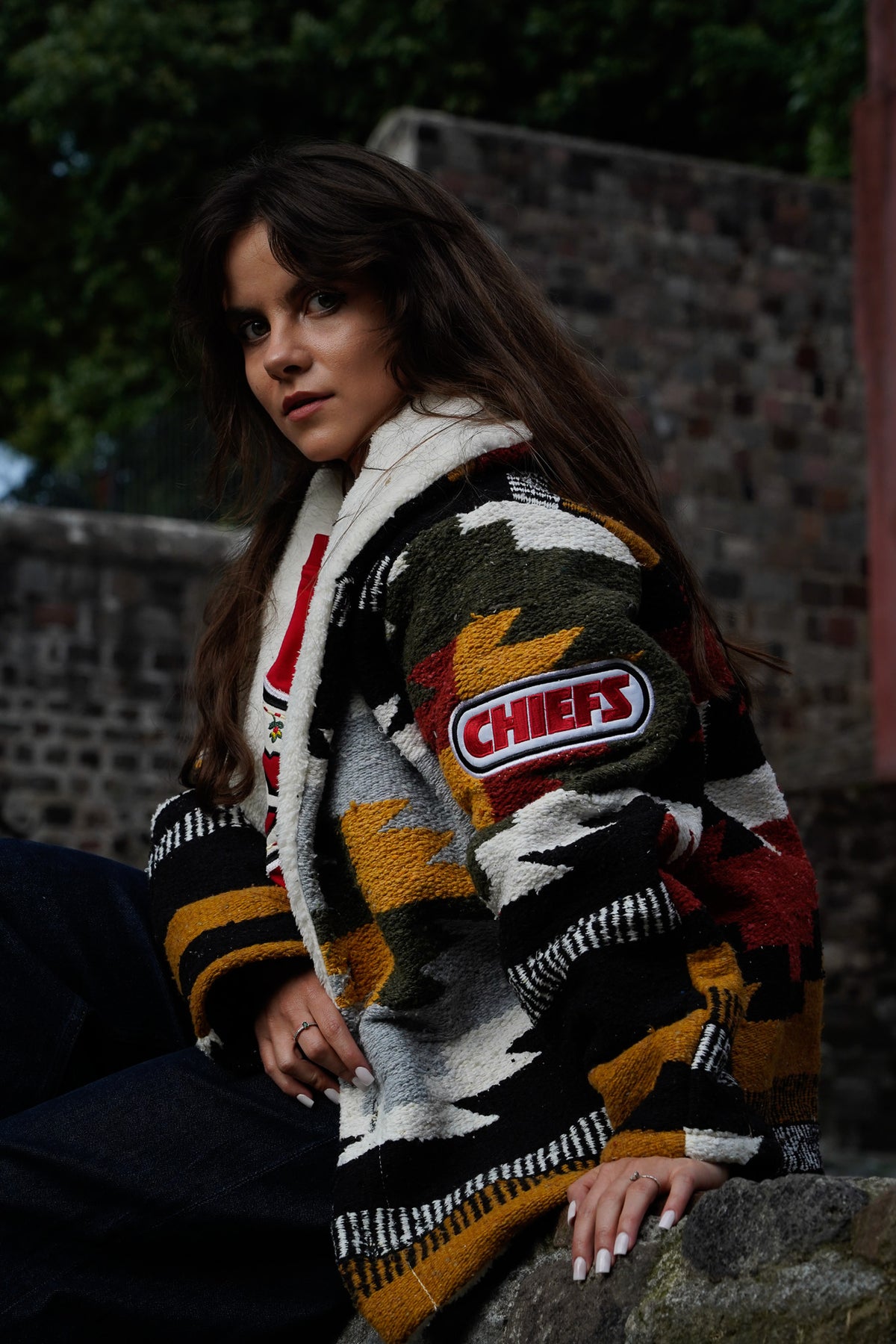 Pancho's Blanket × Kansas City Chiefs Special Edition Heritage Coat — photoshoot image _VID0077