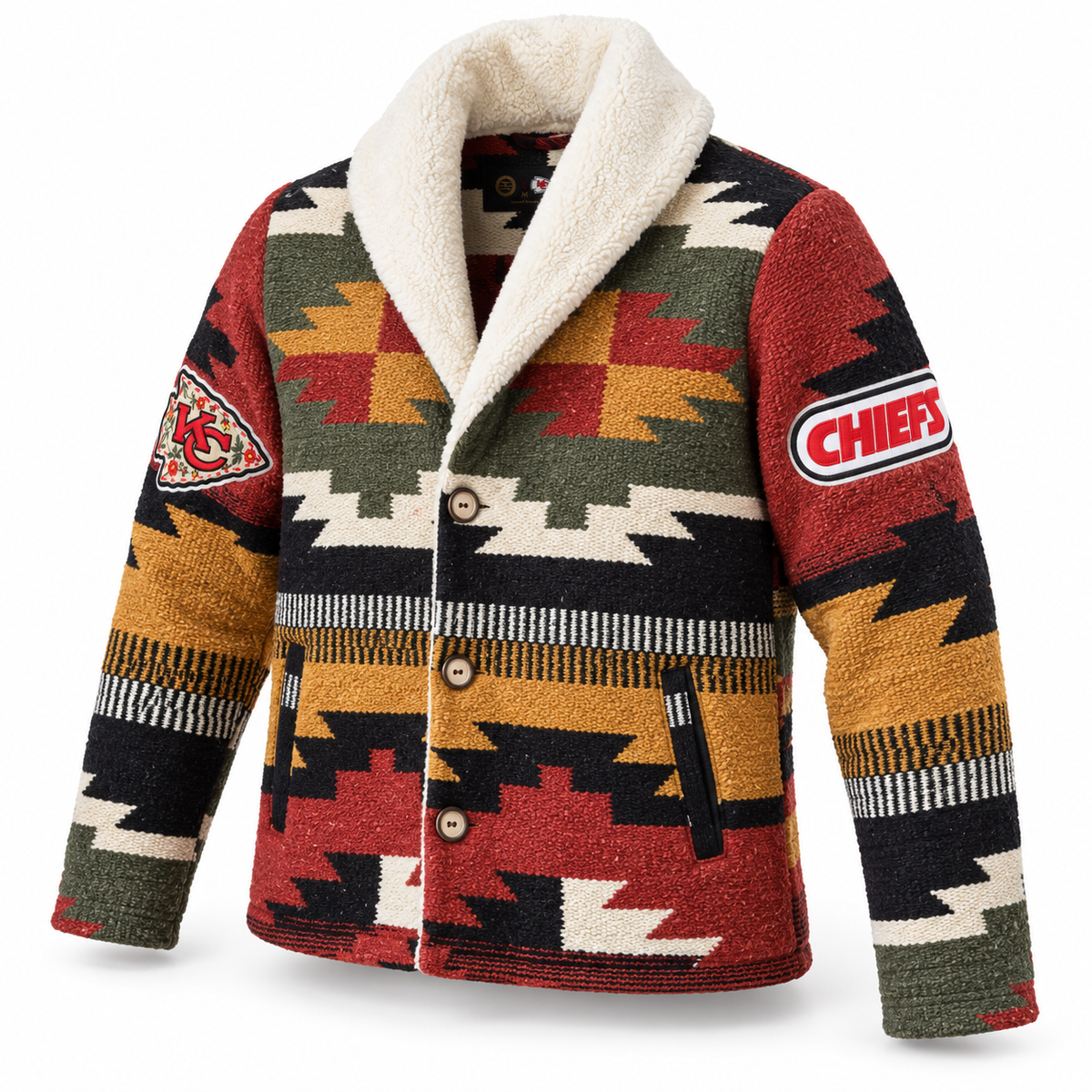 Pancho's Blanket × Kansas City Chiefs Special Edition Heritage Coat — front view on white background