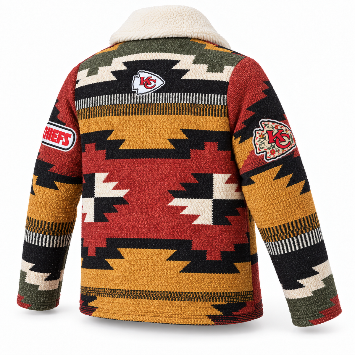 Pancho's Blanket × Kansas City Chiefs Special Edition Heritage Coat — back view on white background
