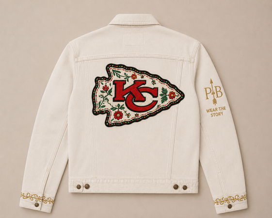 Chiefs Women's Off-White Denim Jacket back product view