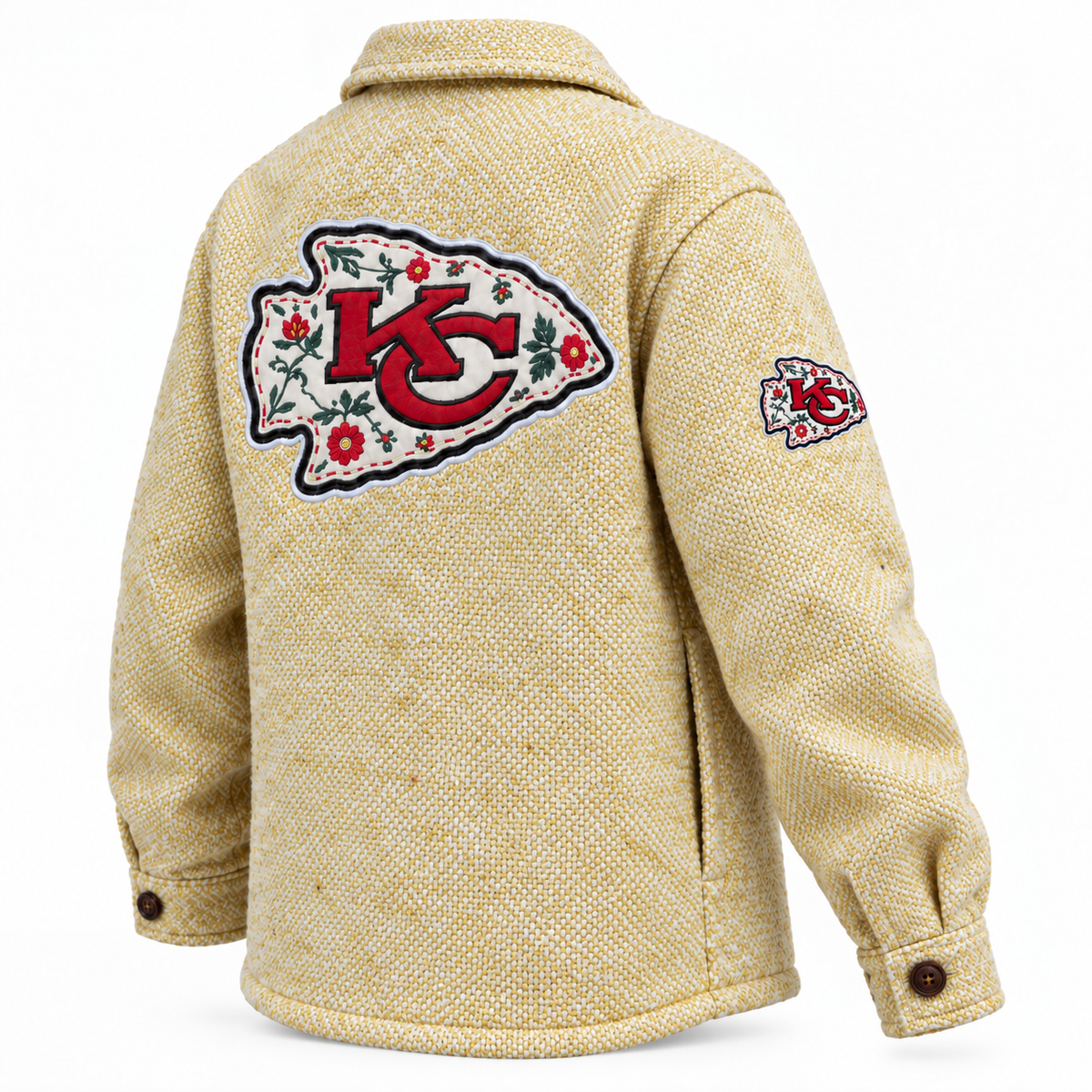 Pancho's Blanket × Kansas City Chiefs Sunwoven Gold Shaket — back view on white background