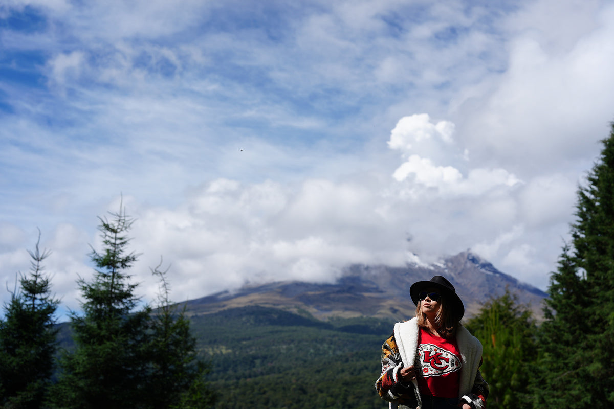 Pancho's Blanket × Kansas City Chiefs Floral Arrowhead Crop Top in red — photoshoot image 0376