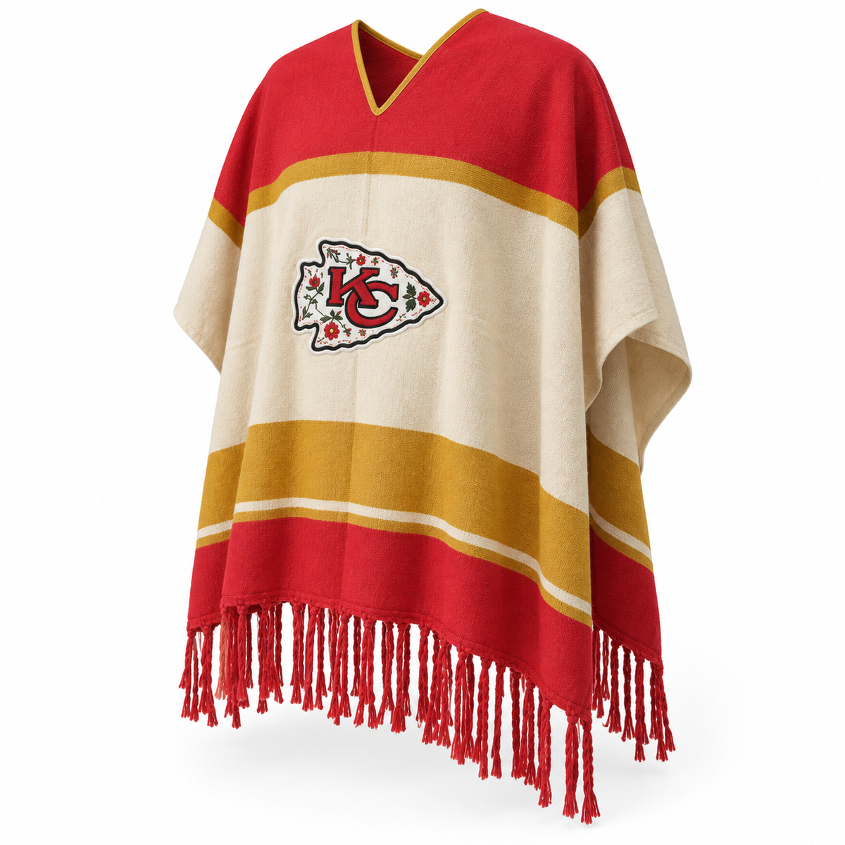 Pancho's Blanket × Kansas City Chiefs Red, Gold & Cream Gaban — front view on white background