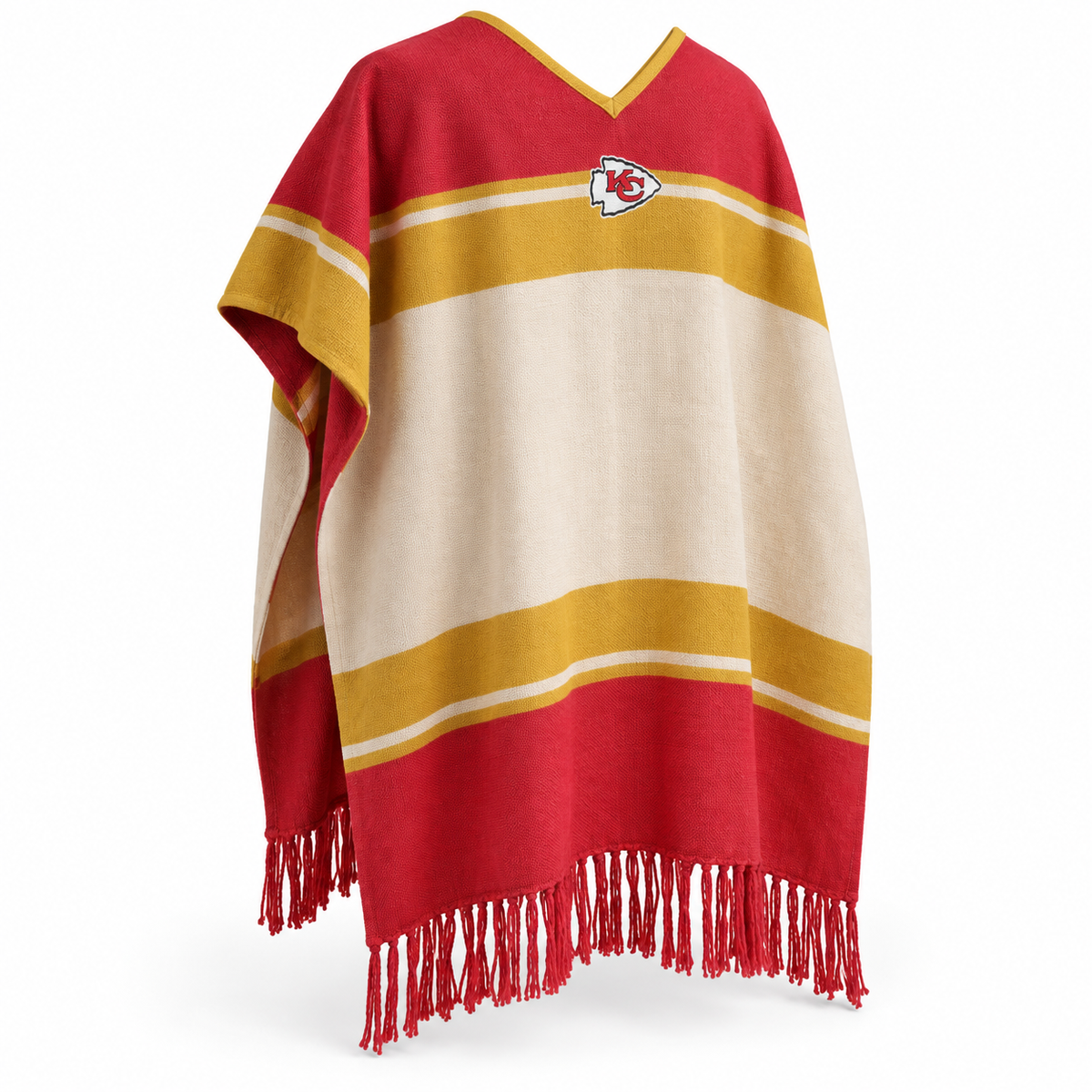Pancho's Blanket × Kansas City Chiefs Red, Gold & Cream Gaban — back view on white background